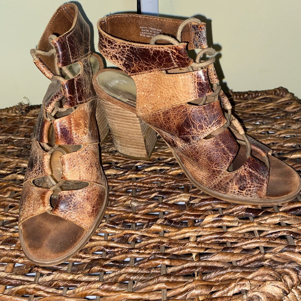 Free People Leather Lace Up Heels